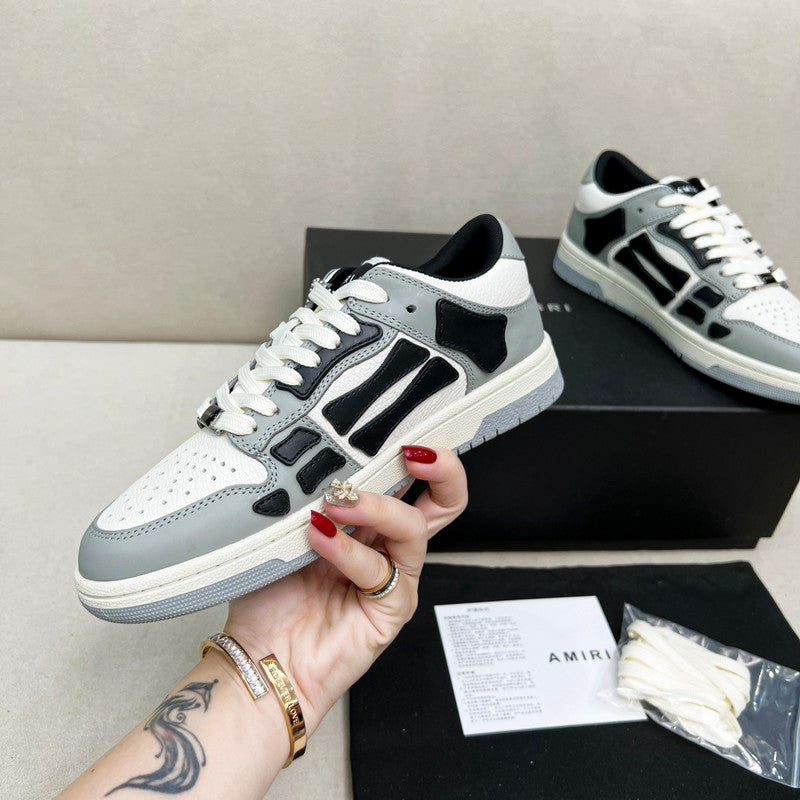 AMIRI Gray, Black & White Skeleton Low-Top Sneakers