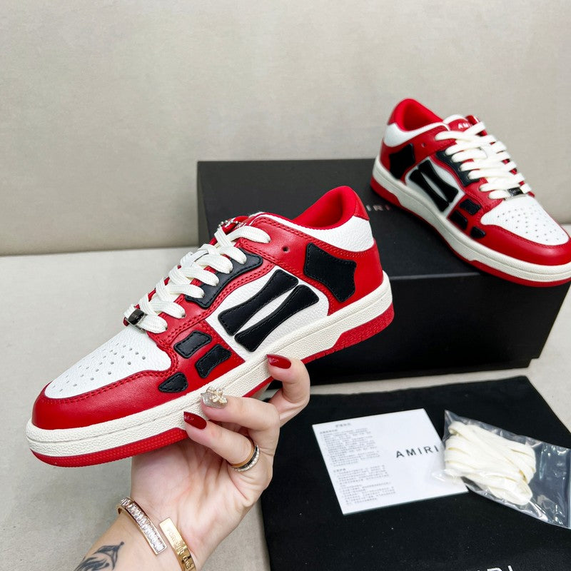 AMIRI Red, Black & White Skeleton Low-Top Sneakers