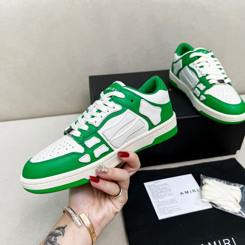 AMIRI Green & White Skeleton Low-Top Sneakers