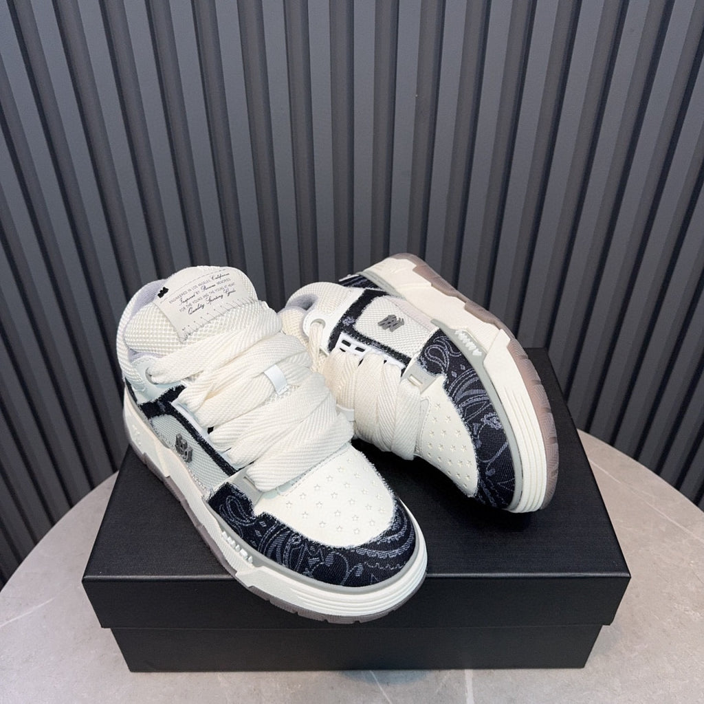 AMIRI Black & Cream Paisley Chunky Low-Top Sneakers