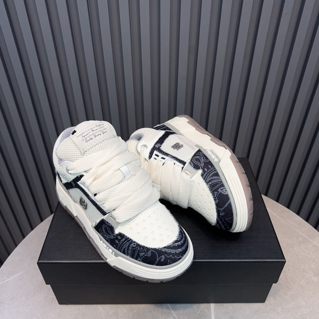 AMIRI Black & Cream Paisley Chunky Low-Top Sneakers