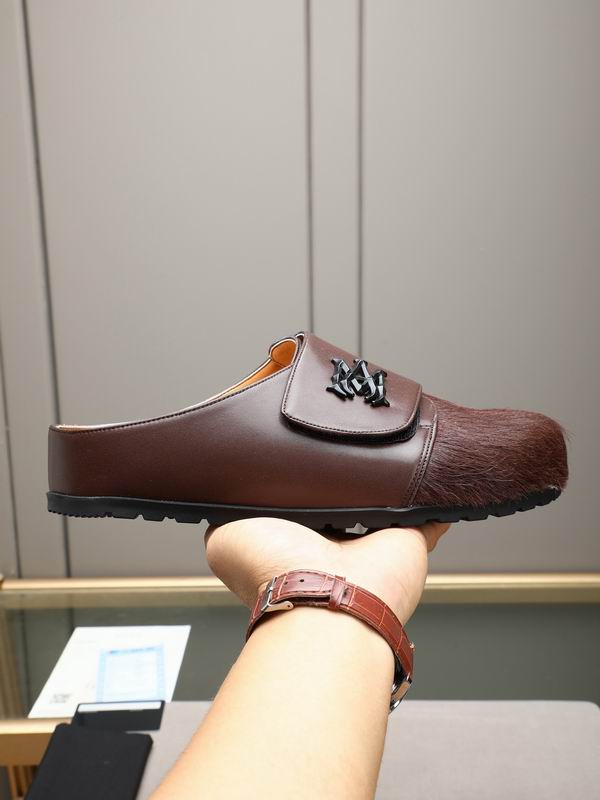 AMIRI Brown Textured Slip-On Mules with Black Emblem