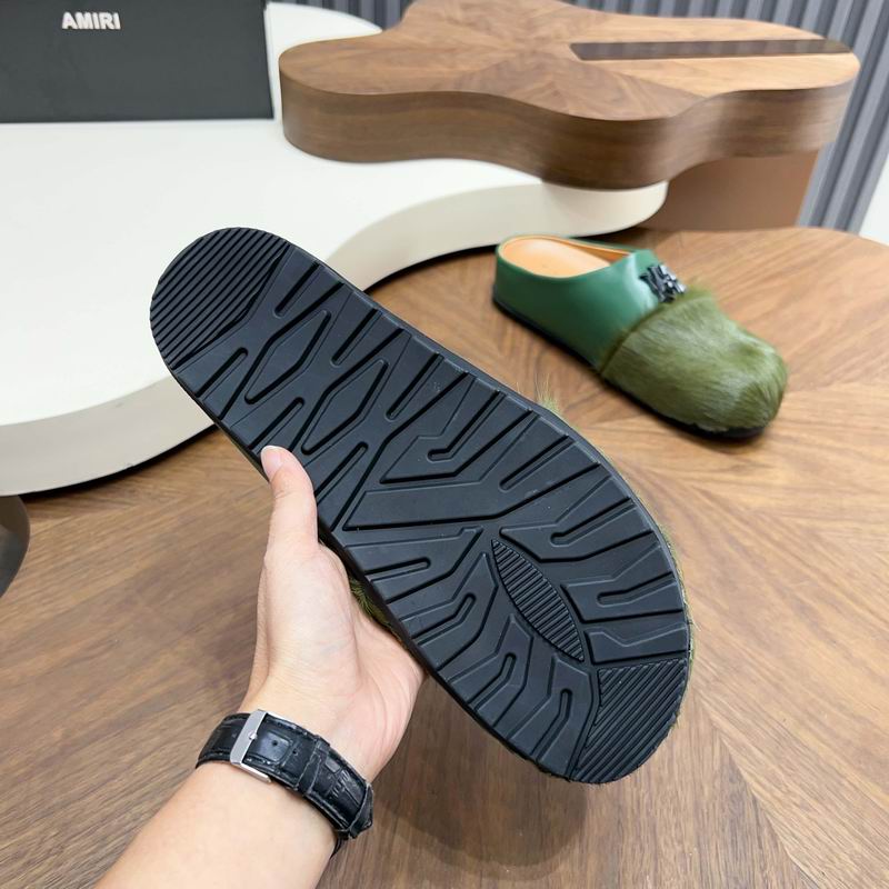 AMIRI Green Textured Slip-On Mules with Black Emblem