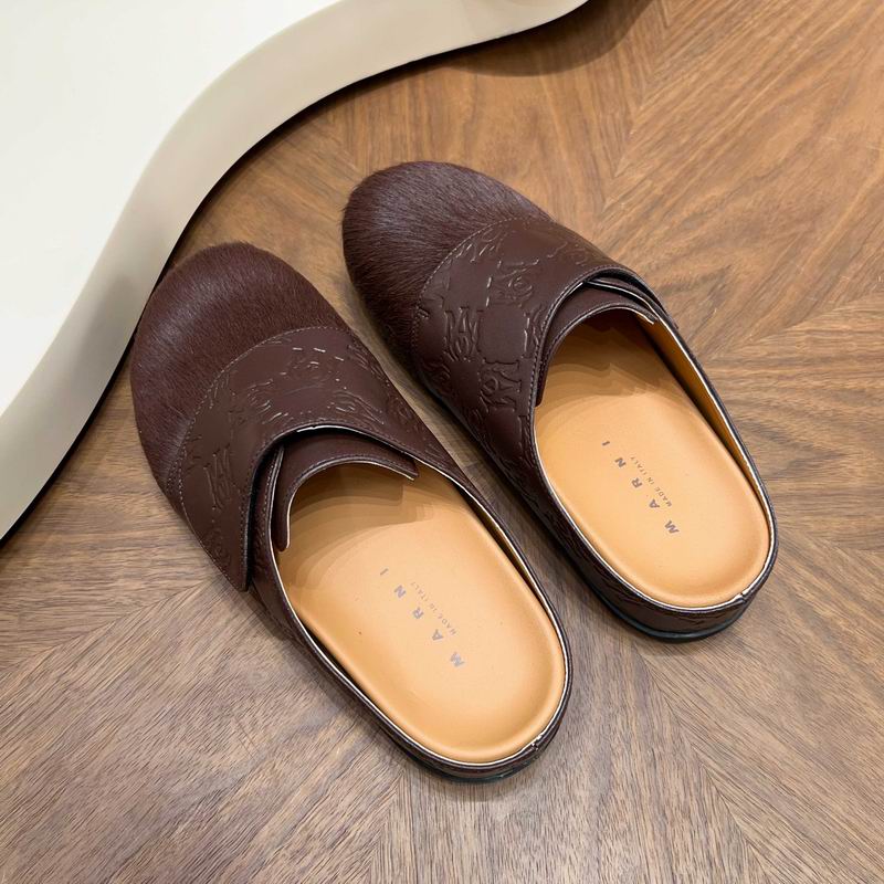 Amiri Brown Fuzzy-Toe Slip-On Mules
