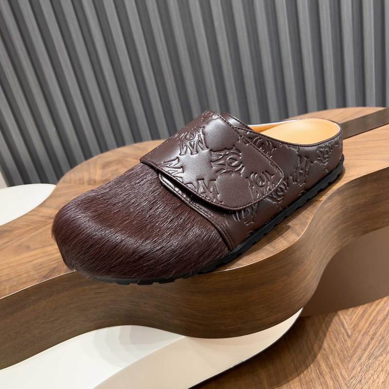 Amiri Brown Fuzzy-Toe Slip-On Mules