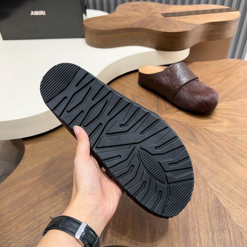 Amiri Brown Fuzzy-Toe Slip-On Mules