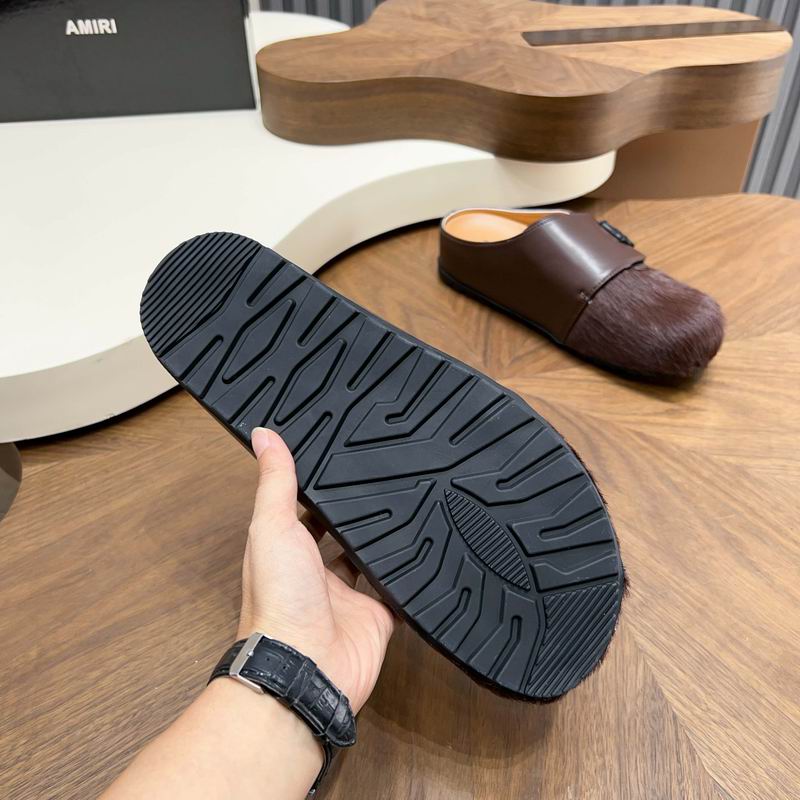 Amiri Brown Fuzzy-Toe Mules with Black Emblem