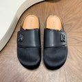 Amiri Black Fuzzy-Toe Mules with Tonal Emblem