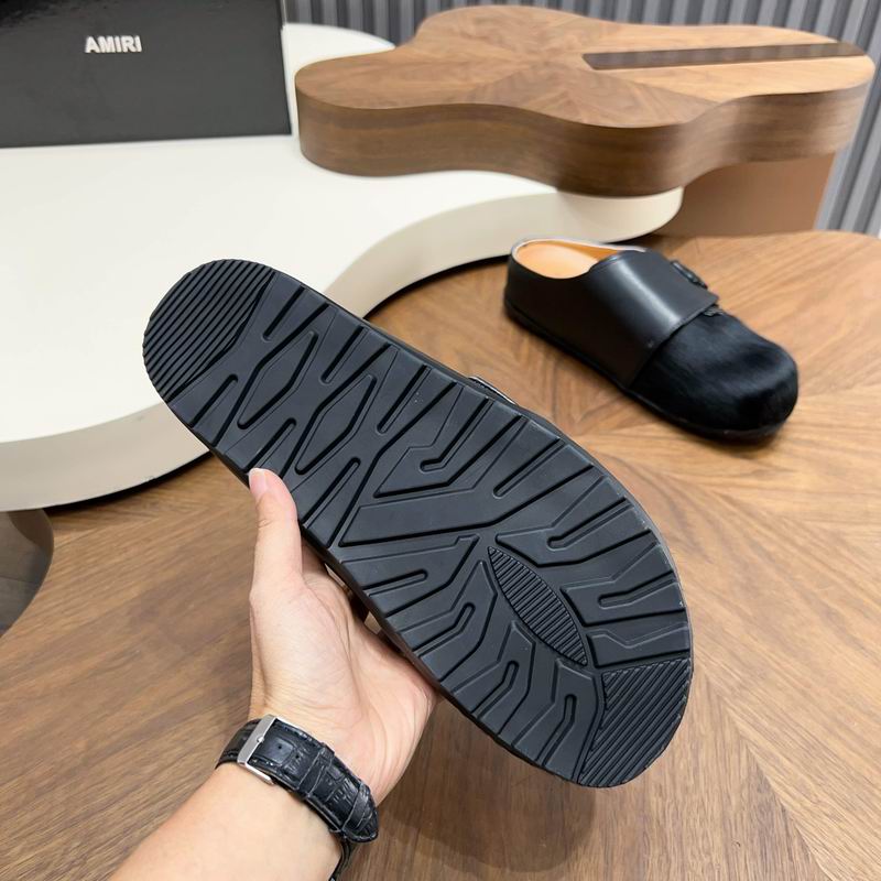 Amiri Black Fuzzy-Toe Mules with Tonal Emblem