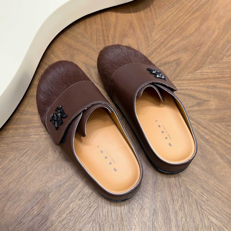 Amiri Brown Fuzzy-Toe Mules with Black Emblem