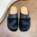Amiri Black Fuzzy-Toe Mules with Embossed Upper