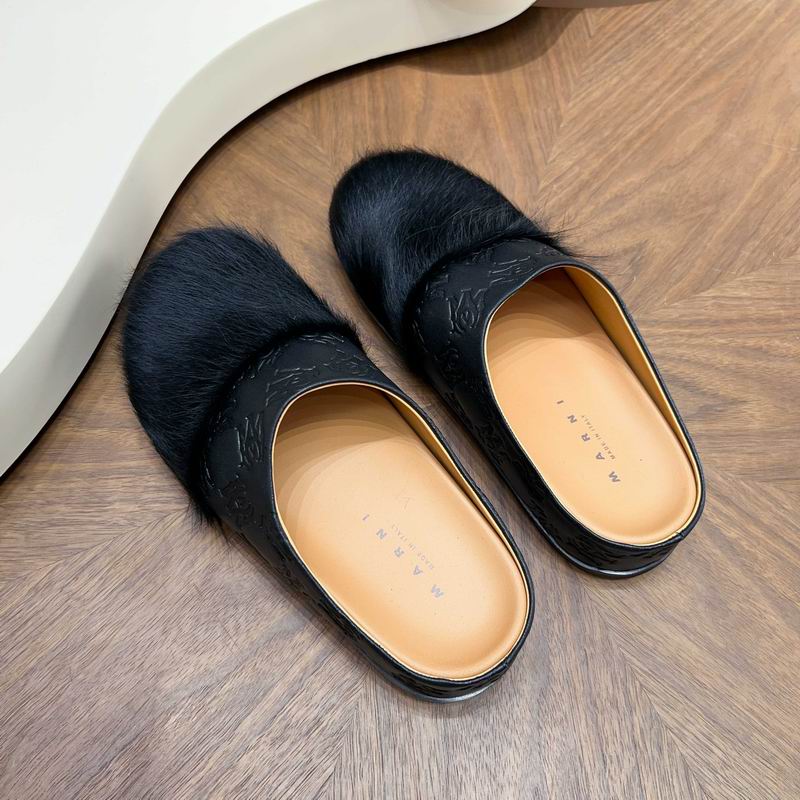 Amiri Black Fuzzy-Toe Mules with Embossed Upper