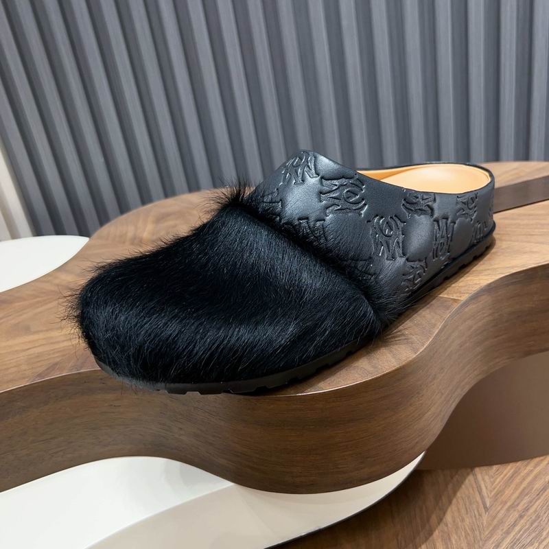 Amiri Black Fuzzy-Toe Mules with Embossed Upper