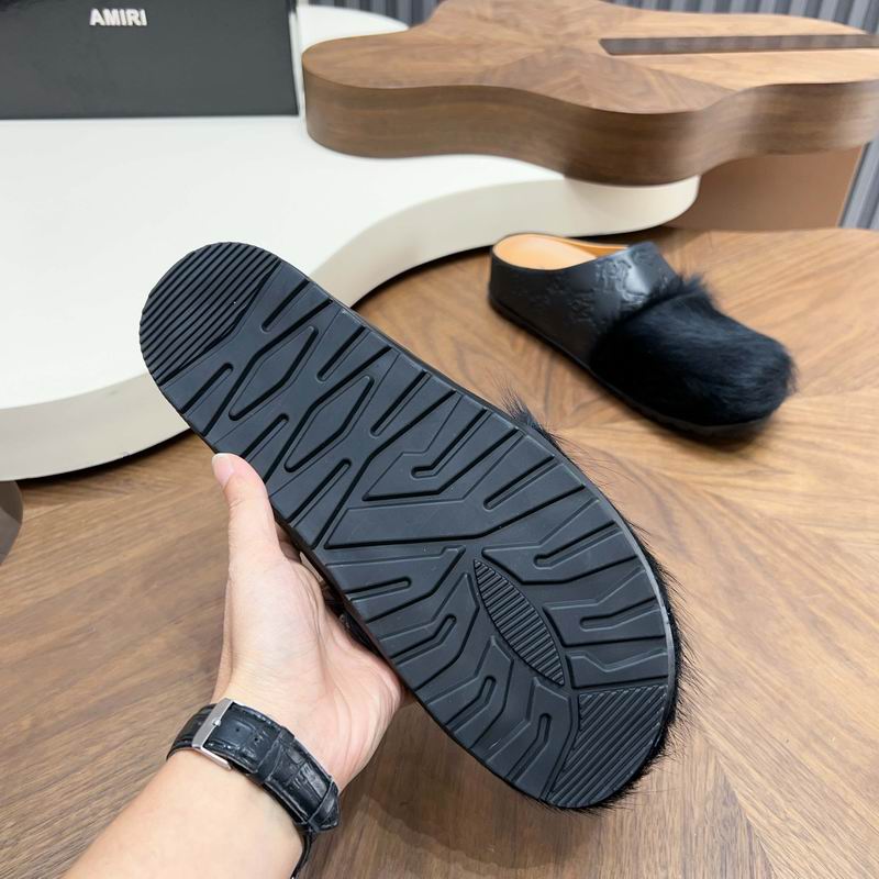 Amiri Black Fuzzy-Toe Mules with Embossed Upper