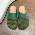 Amiri Green Fuzzy-Toe Mules with Embossed Upper