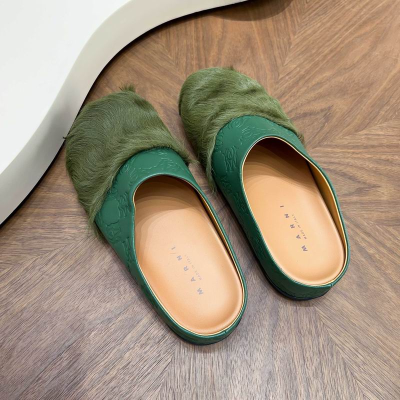 Amiri Green Fuzzy-Toe Mules with Embossed Upper