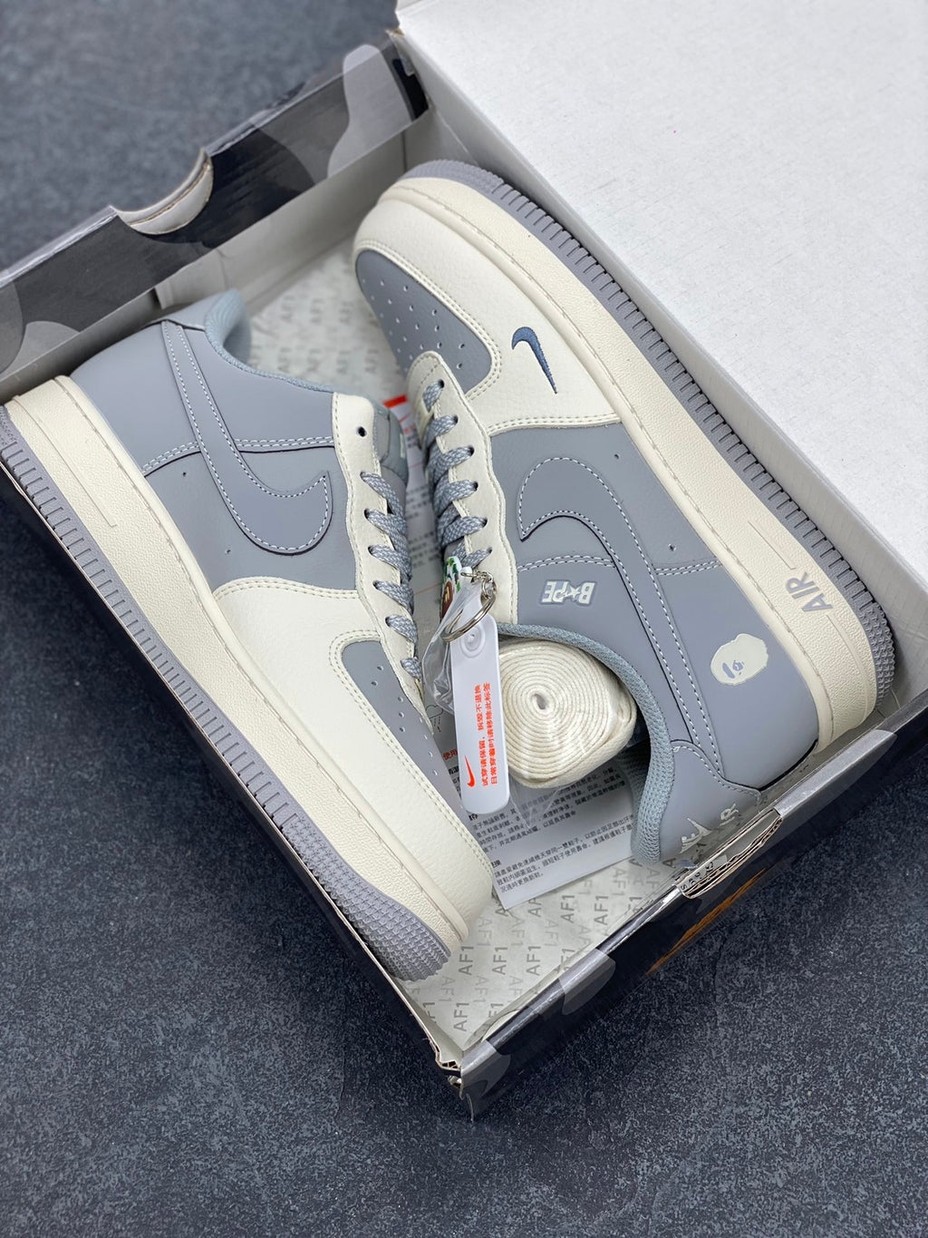 BAPE Grey & Cream Low-Top Sneakers