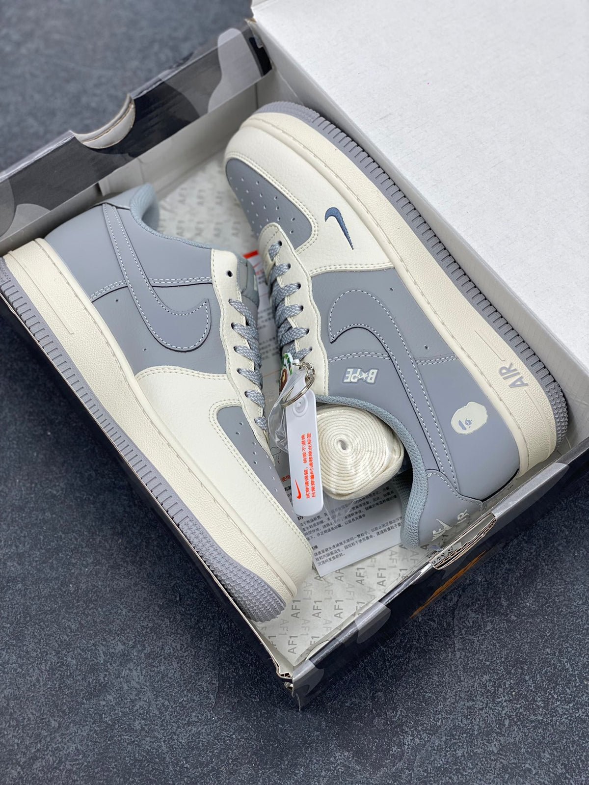 BAPE Grey & Cream Low-Top Sneakers
