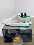 BAPE Cream & Grey Low-Top Sneakers with Green Accents