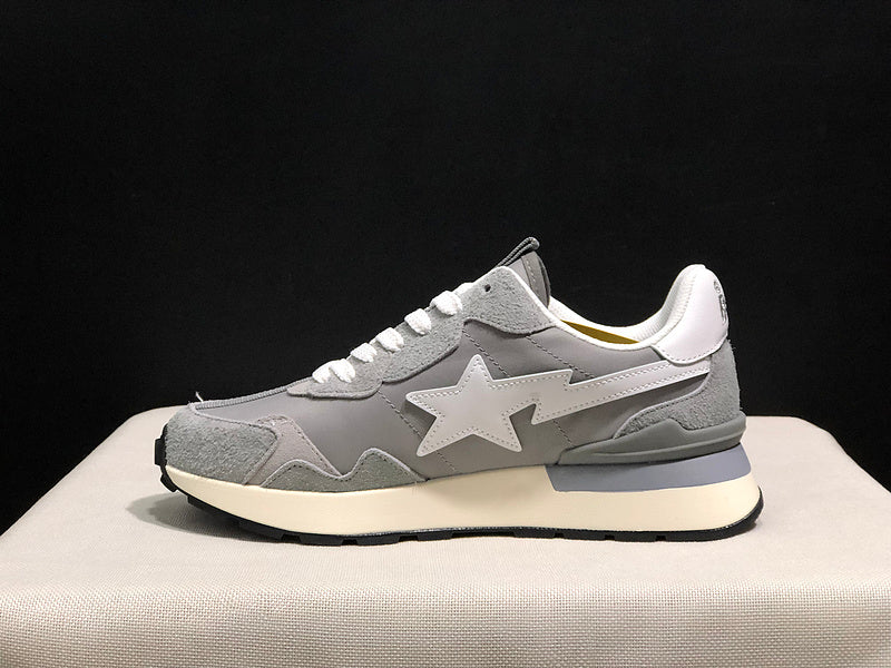 BAPE Grey Retro-Style Sneakers with White Star Detail