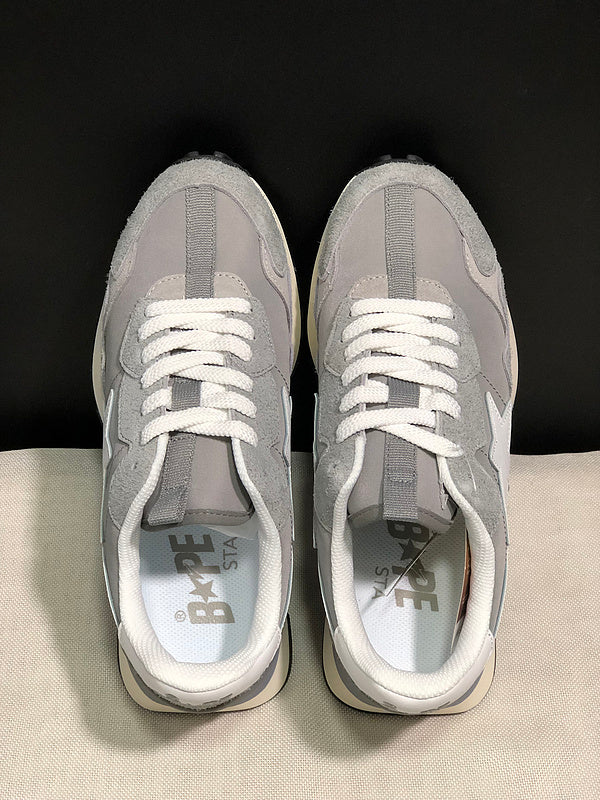 BAPE Grey Retro-Style Sneakers with White Star Detail