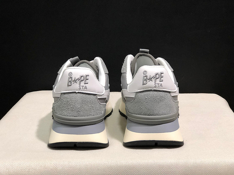 BAPE Grey Retro-Style Sneakers with White Star Detail