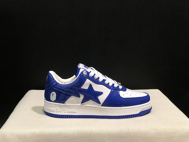 BAPE Blue & White Low-Top Sneakers with Star Detail