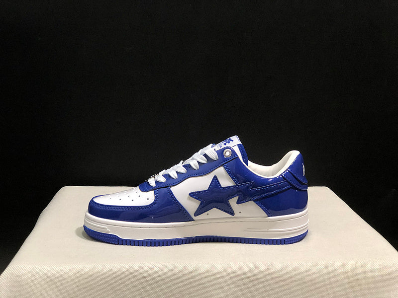 BAPE Blue & White Low-Top Sneakers with Star Detail