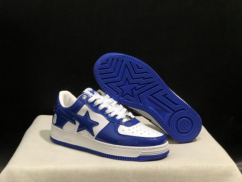 BAPE Blue & White Low-Top Sneakers with Star Detail