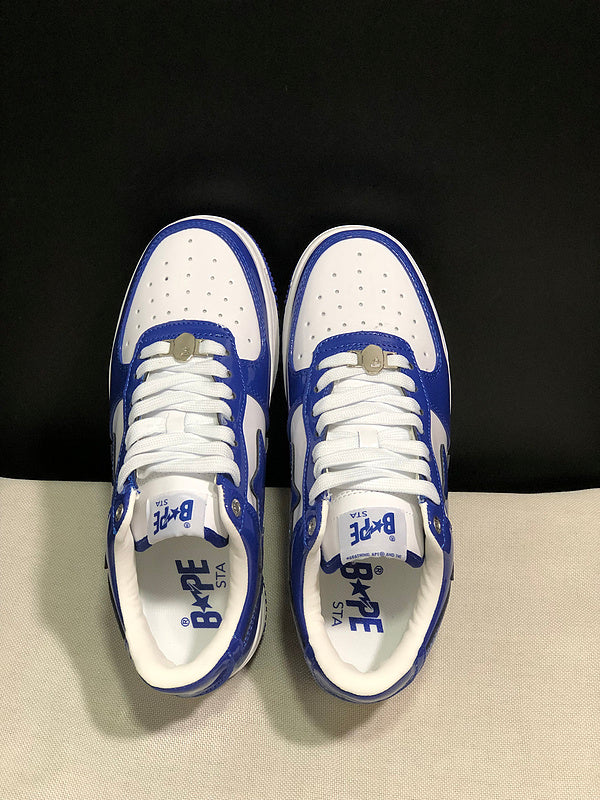BAPE Blue & White Low-Top Sneakers with Star Detail
