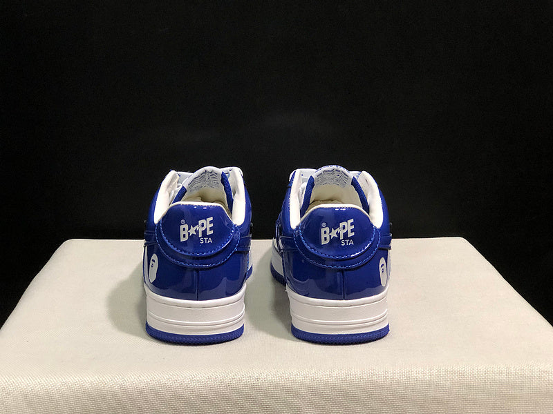 BAPE Blue & White Low-Top Sneakers with Star Detail