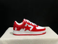 BAPE Red & White Low-Top Sneakers with Red Star Detail