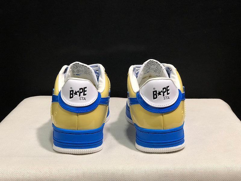 BAPE Yellow & Blue Low-Top Sneakers with Blue Star Detail