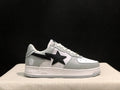 BAPE Grey & White Low-Top Sneakers with Black Star Detail