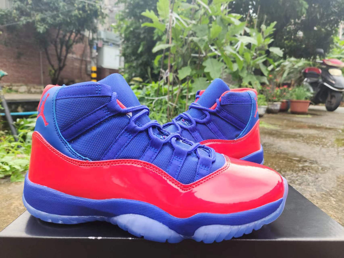 Air Jordan 11 Red & Royal Blue High-Top Sneakers